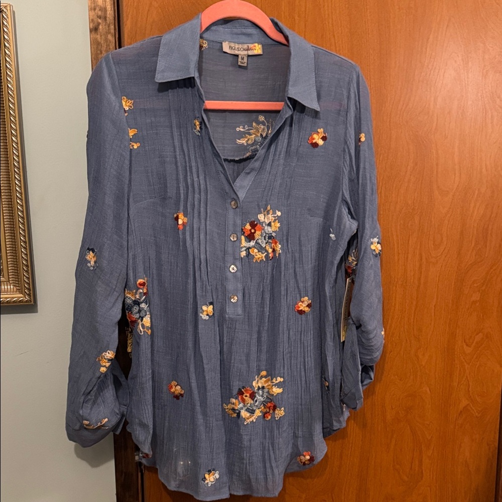 Figleroa & flower Floral Embroidered Blouse NWT